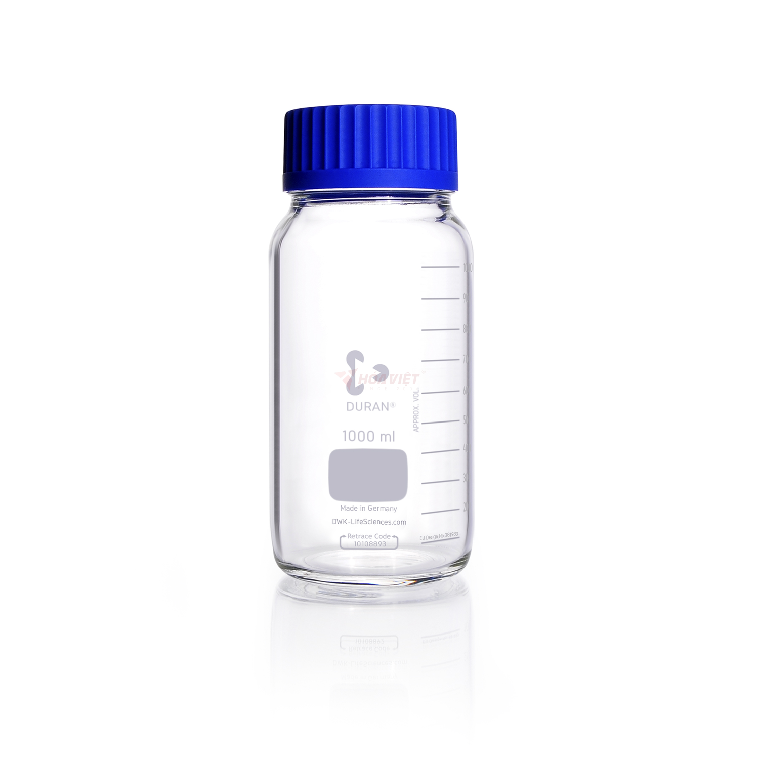 Chai thủy tinh phòng thí nghiệm DURAN® GLS 80 miệng rộng 1000ml – Nắp vặn và vòng rót PP Chai thủy tinh phòng thí nghiệm DURAN® GLS 80 miệng rộng 1000ml – Nắp vặn và vòng rót PP