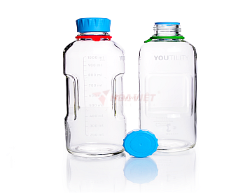 Chai Thủy Tinh DURAN® YOUTILITY GL45 1000ml – Kèm Nắp Vặn, Vòng Rót và Thẻ Ghi Nhãn
