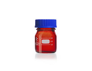 Chai thủy tinh phòng thí nghiệm DURAN® GL 45 màu hổ phách 100 ml, kèm nắp vặn và vòng rót