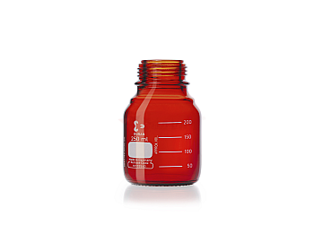 Chai thủy tinh phòng thí nghiệm DURAN GL45 màu hổ phách 250 ml – Không nắp, không vòng rót