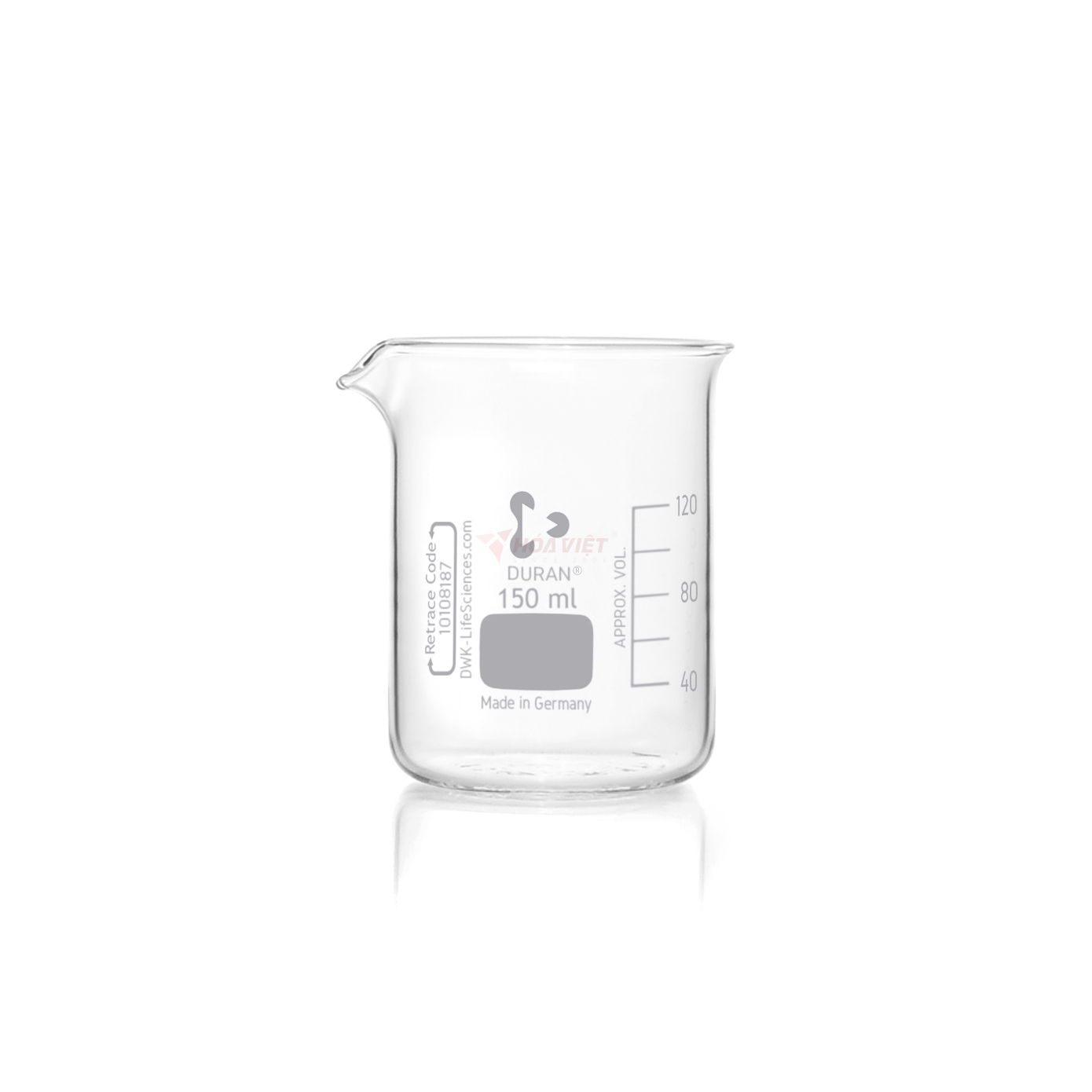 Cốc thủy tinh thí nghiệm DURAN® 150 ml dạng thấp, có vạch chia và mỏ rót Cốc thủy tinh thí nghiệm DURAN® 150 ml dạng thấp, có vạch chia và mỏ rót