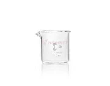 Cốc thủy tinh thí nghiệm DURAN® 10 ml dạng thấp có mỏ rót, không vạch chia