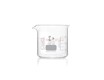 Cốc thủy tinh thí nghiệm DURAN® 150 ml dạng thấp, có vạch chia và mỏ rót