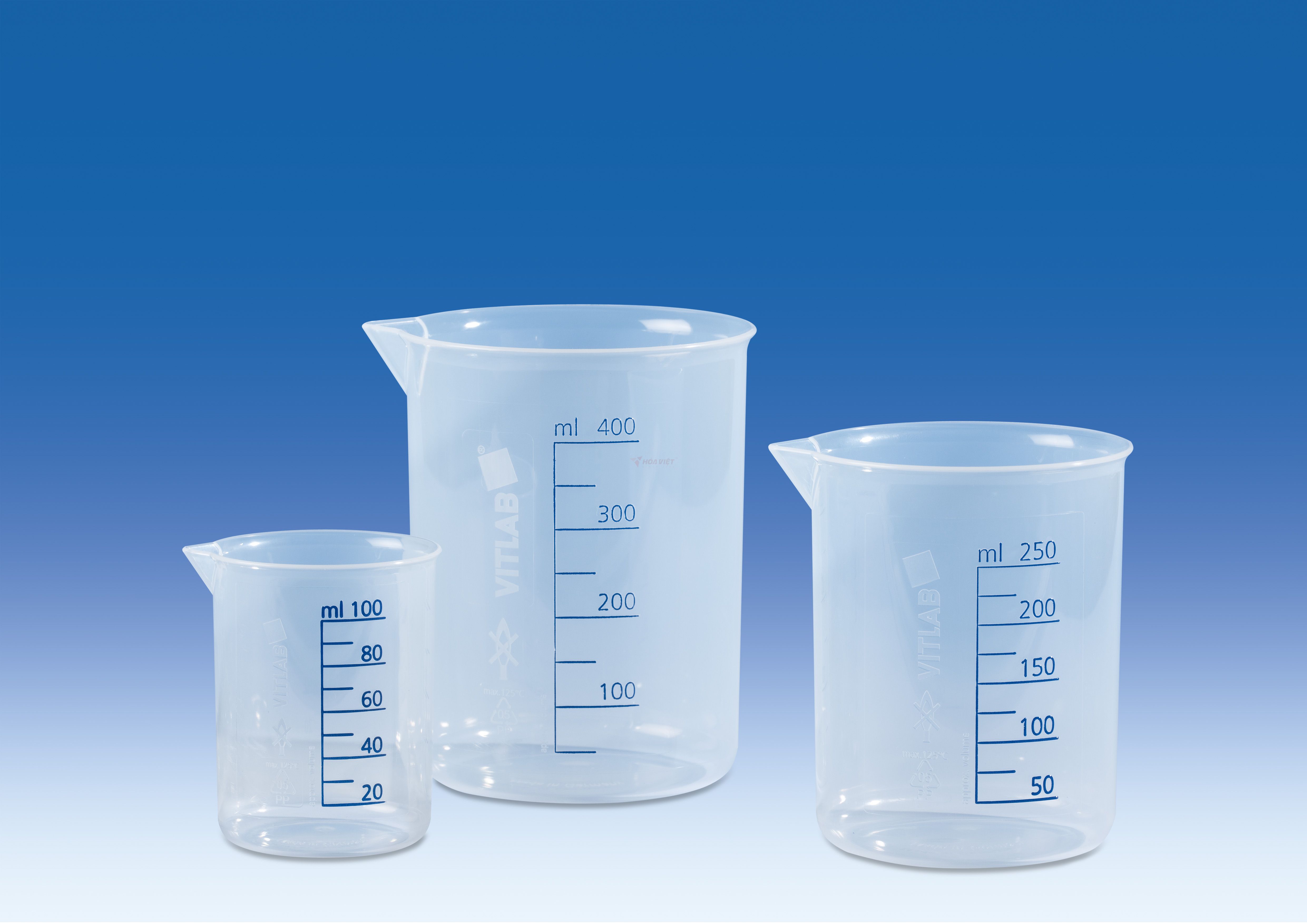 Cốc nhựa PP Vitlab 2000ml vạch xanh Cốc nhựa PP Vitlab 2000ml vạch xanh