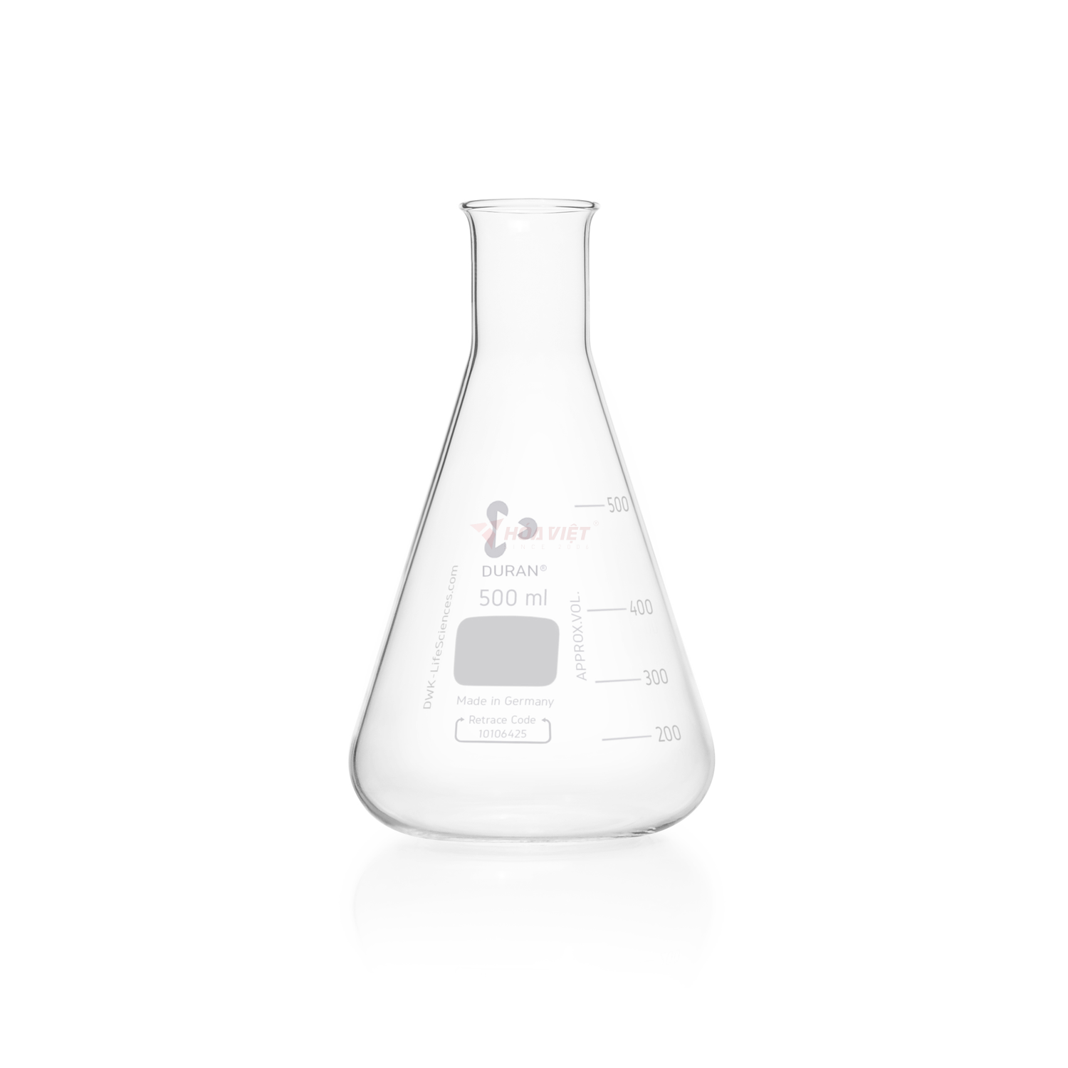 Bình tam giác DURAN® 500 ml cổ hẹp, có vạch chia – Erlenmeyer Flask