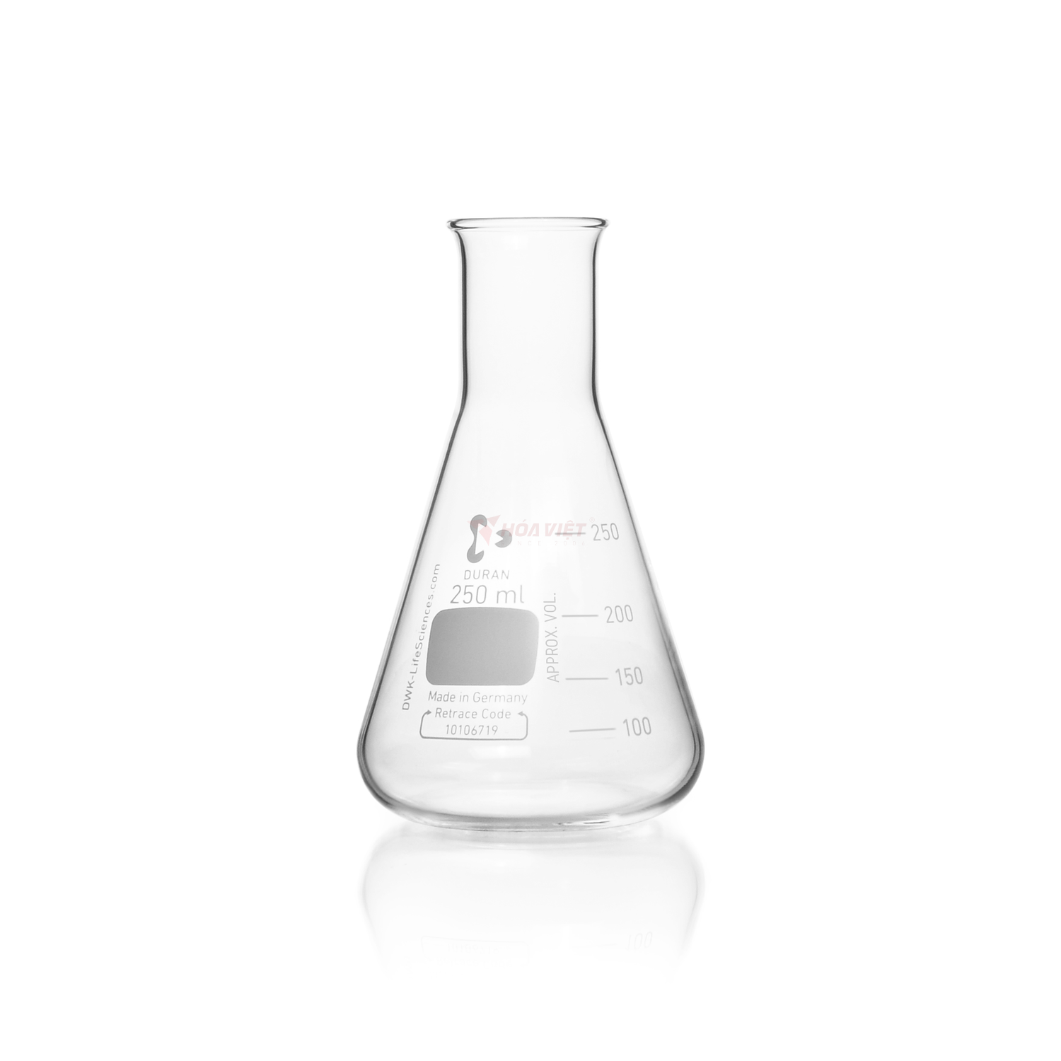 Bình tam giác DURAN® 250 ml cổ hẹp, có vạch chia – Erlenmeyer Flask
