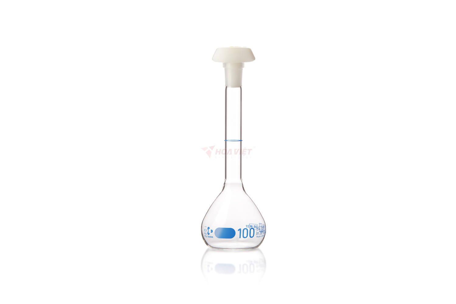 Bình định mức DURAN® 100 ml Class A, vạch xanh, nút PE – Volumetric Flask NS 14/23 Bình định mức DURAN® 100 ml Class A, vạch xanh, nút PE – Volumetric Flask NS 14/23