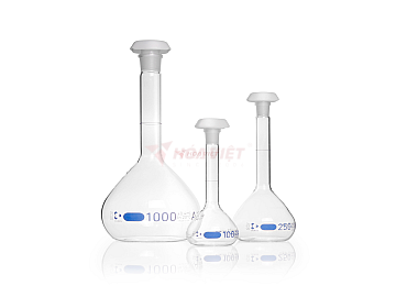 Bình định mức DURAN® 25 ml Class AW, vạch xanh, nút PE – Volumetric Flask NS 10/19