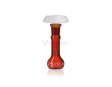 Bình định mức DURAN® 5 ml thủy tinh màu hổ phách, Class AW, vạch trắng, nút PE – Volumetric Flask NS 10/19