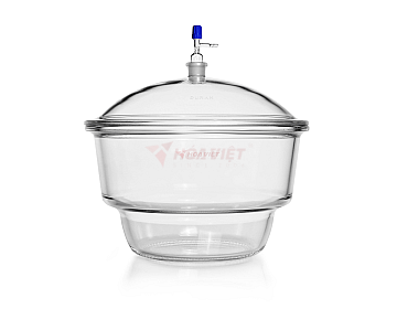 Bình hút ẩm DURAN® DN 300, mặt bích phẳng, nắp có cổng nối chân không NS – Desiccator