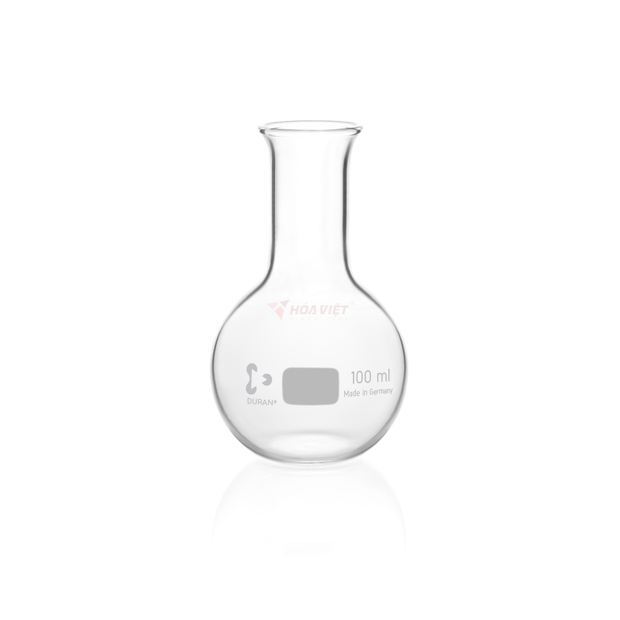 Bình cầu đáy phẳng DURAN® 100 ml cổ hẹp, có vành – Flat Bottom Flask