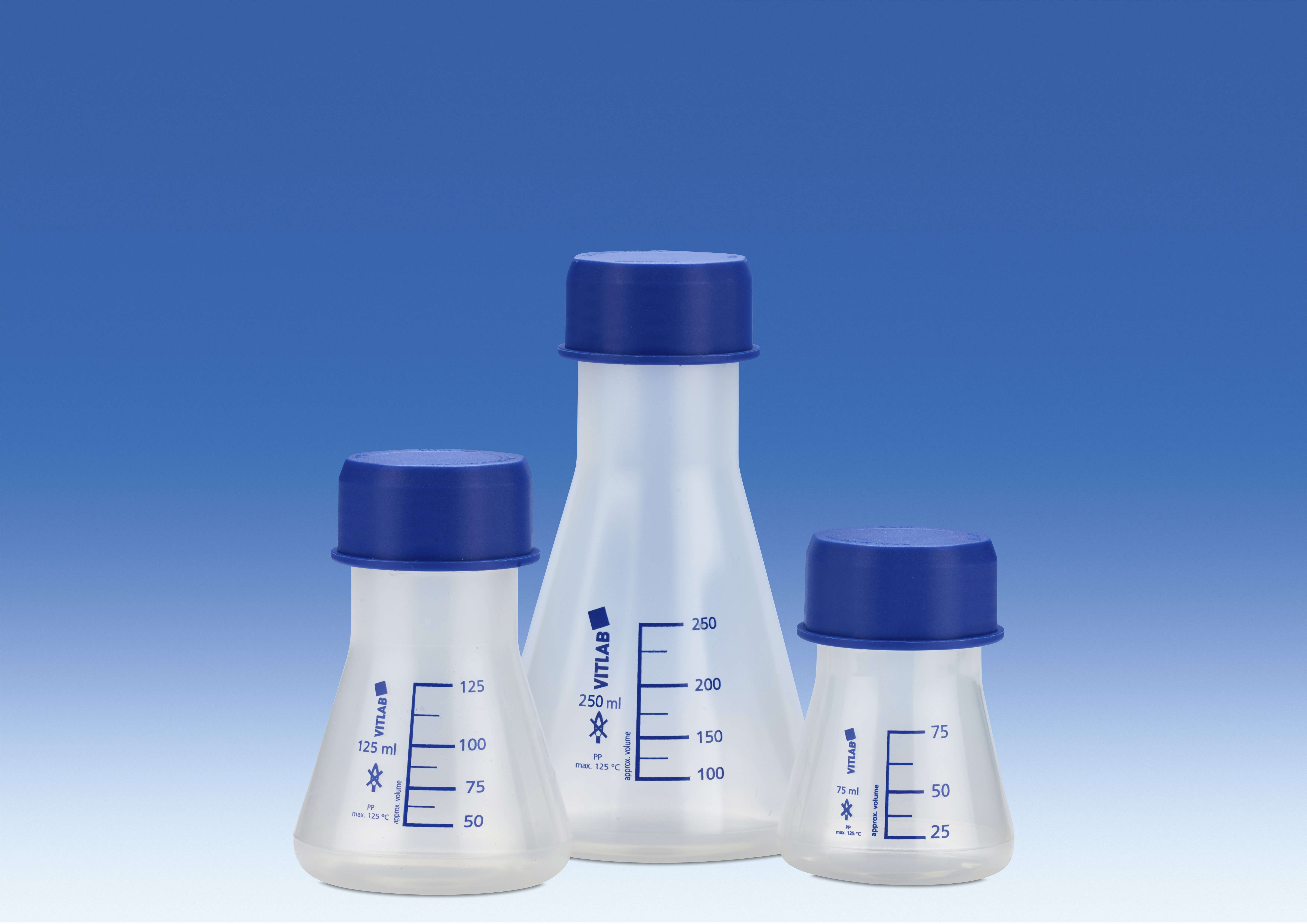 Bình tam giác nhựa PP Vitlab 125ml nắp vặn Bình tam giác nhựa PP Vitlab 125ml nắp vặn