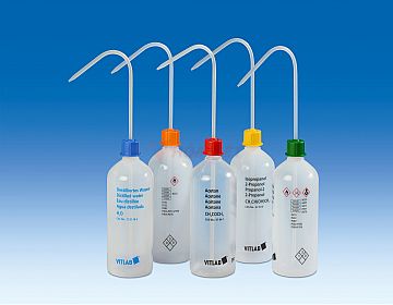 Bình tia nhựa PP Vitlab 1000ml chứa Acetone (rỗng)