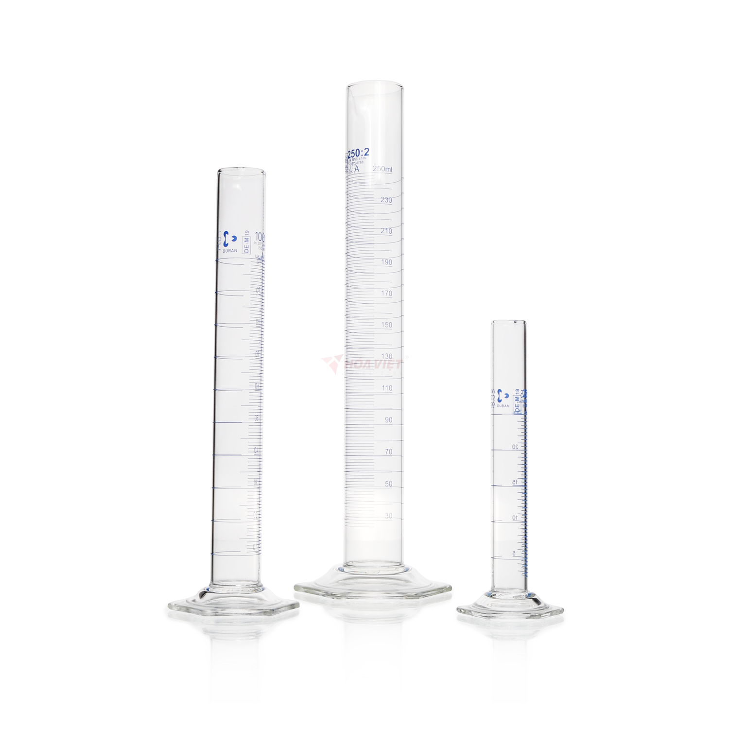 Ống đong thủy tinh DURAN® 10 ml Class A, vạch xanh, đế lục giác – Measuring Cylinder Ống đong thủy tinh DURAN® 10 ml Class A, vạch xanh, đế lục giác – Measuring Cylinder