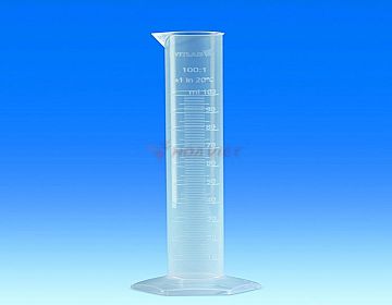Ống đong nhựa PP Vitlab 50ml vạch nổi trắng class B
