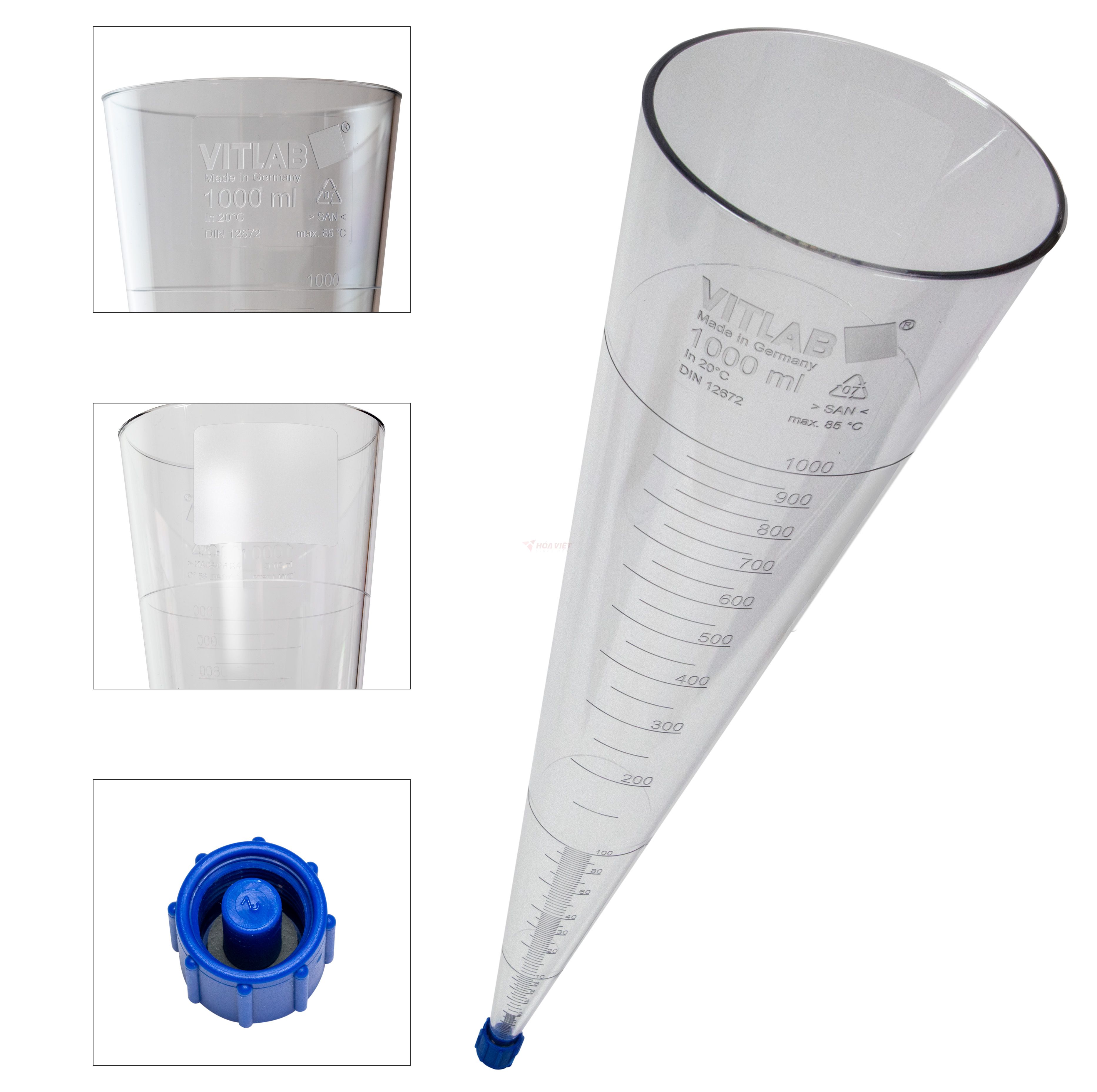 Phễu Imhoff nhựa Vitlab 1000ml Phễu Imhoff nhựa Vitlab 1000ml